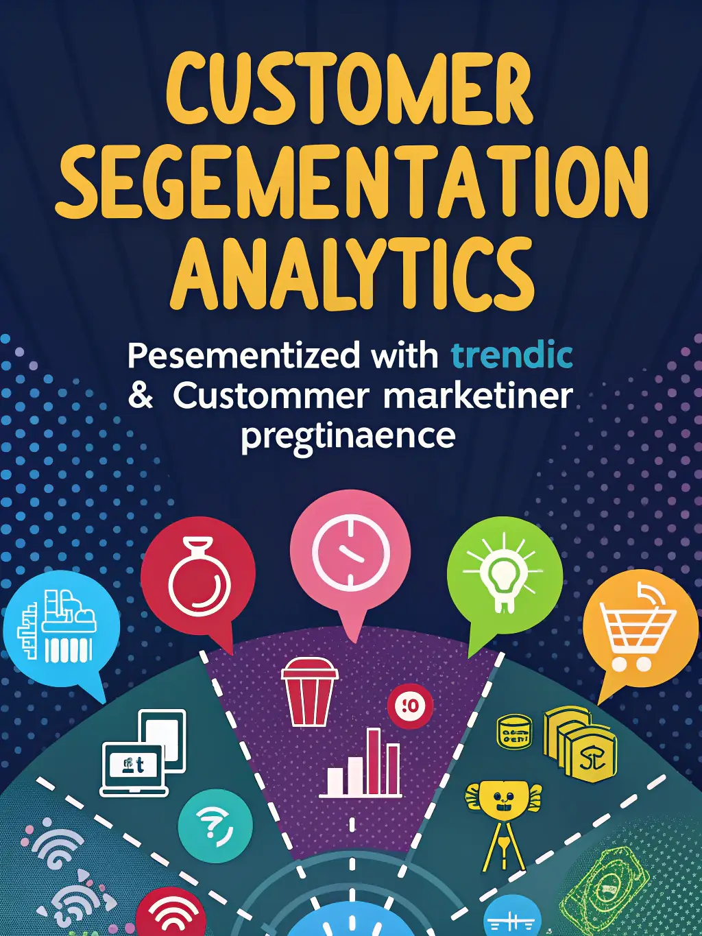 A visually appealing graphic representing customer segmentation, with different customer groups highlighted based on AI-driven analysis of their behavior and preferences.