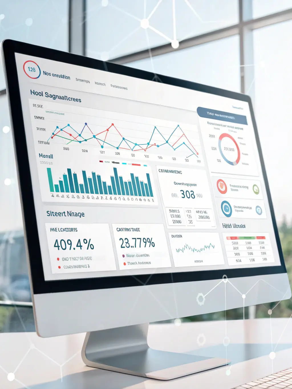A clean and modern interface of an AI-powered ad optimization platform, showing various ad creatives and their performance metrics, with suggestions for improvement.